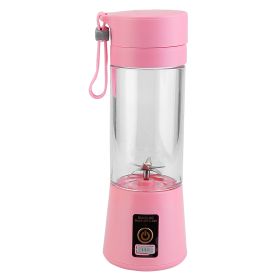 Portable Juicer Blender USB Rechargeable Juicer Cup Fruit Baby Food Mixing Machine w/ 6 Blades Powerful Motor (Option: Pink)